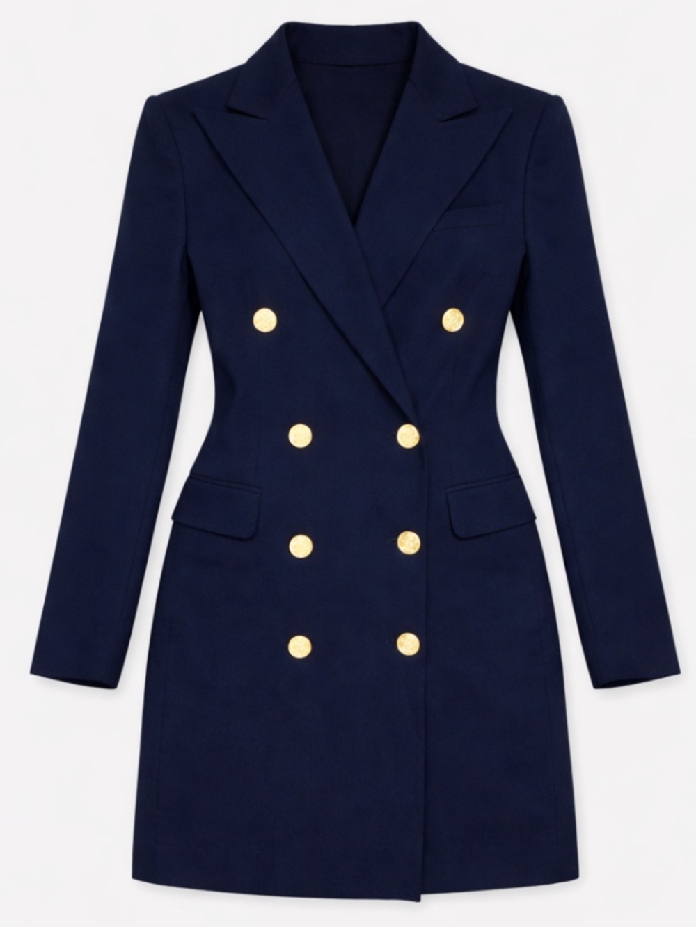 NWT Ralph Lauren Purple Label Double Breasted Long Navy Blue Blazer Jacket Dress